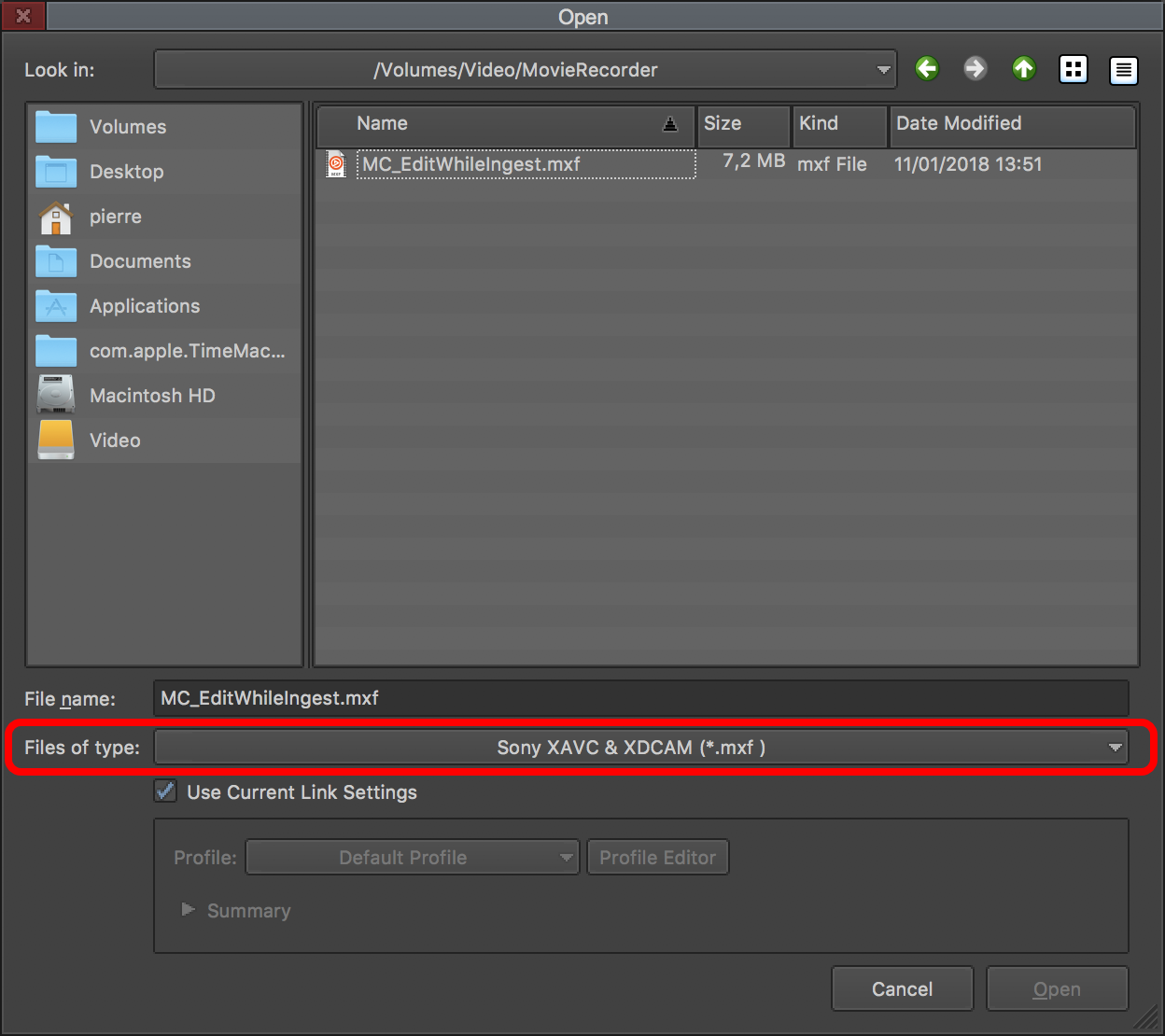MediaComposer_LinkWindow_FilesofType.png